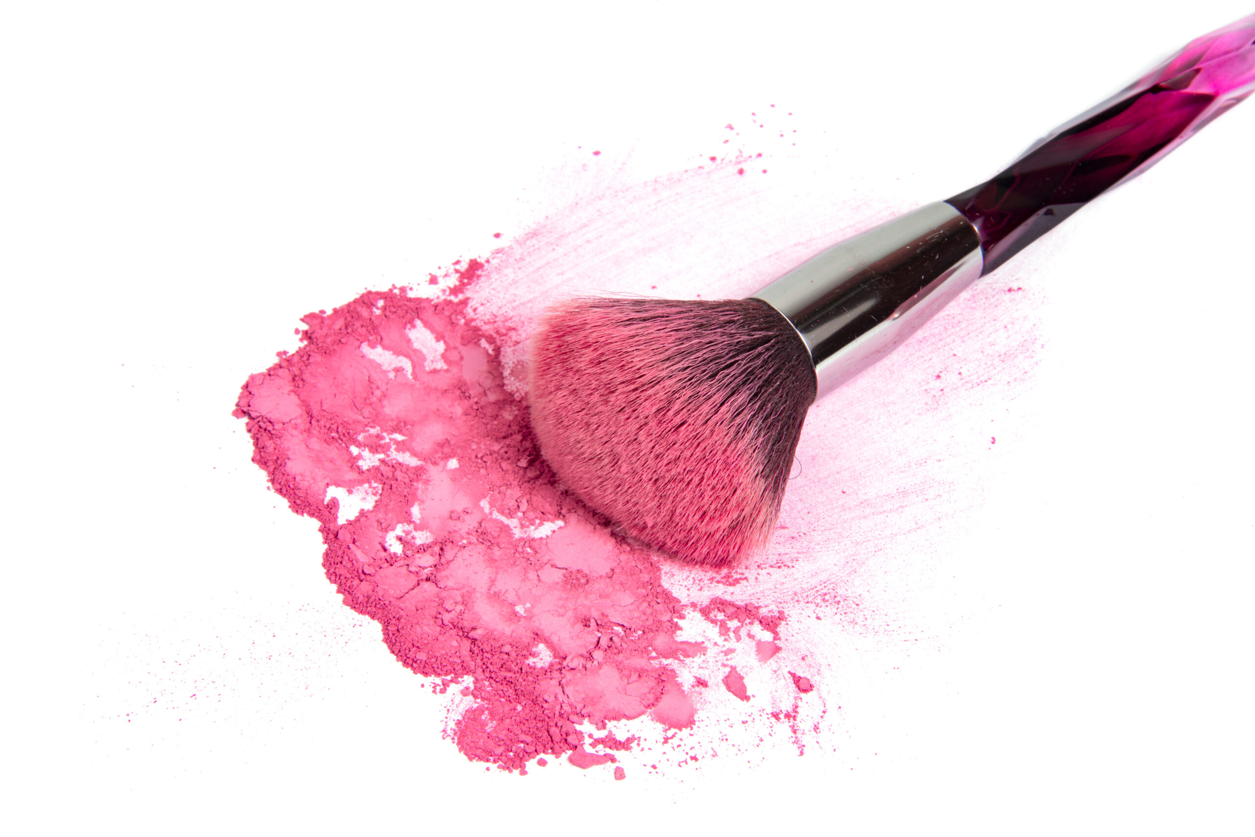 Make up brush with colorful rouge powder beauty isolated on the